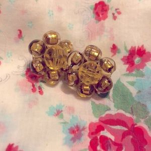Yellow vintage clip in earrings